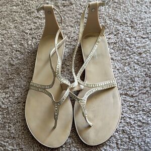 BCBGeneration Beige Thong Sandals with Minimalist Design